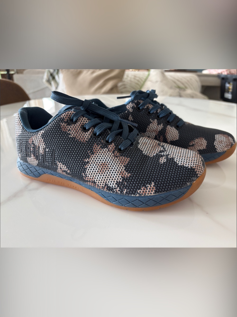 NOBULL Navy Blue and Tan Floral Trainers